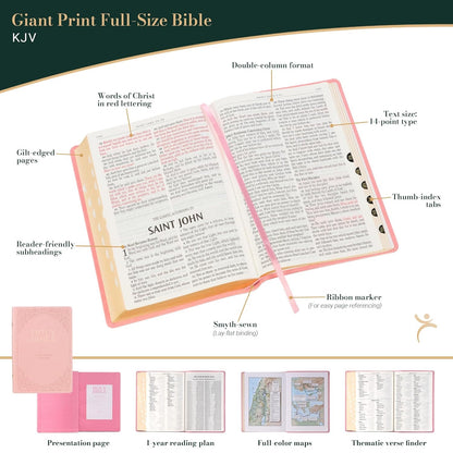 KJV Bible Giant Print Full Size Pink Christian Art Gifts Inc